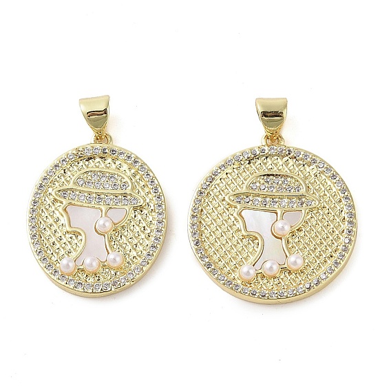 Латунные микропаве прозрачные подвески с фианитом, с ABS имитации жемчуга, реальный 18 k позолоченный