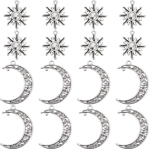 60 шт 2 подвески из сплава в тибетском стиле, подвески солнечного затмения, без свинца и без кадмия, Вс & луна