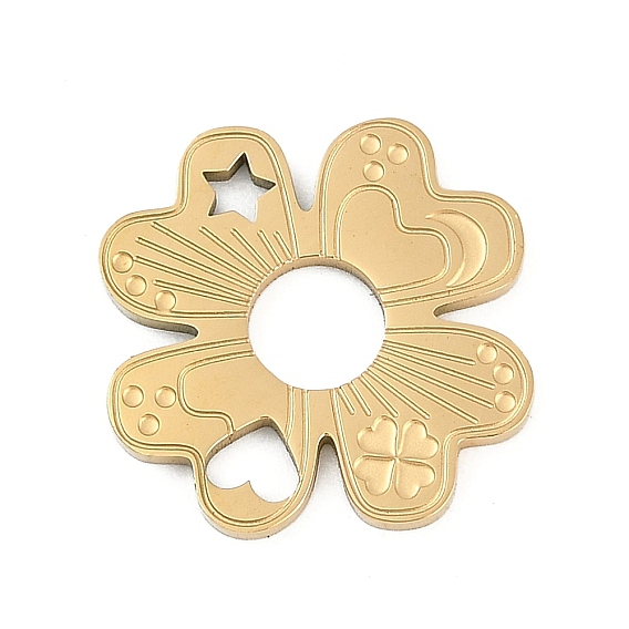 304 подвески из нержавеющей стали, клевер с сердечком и звездочкой, ионное покрытие (ip)