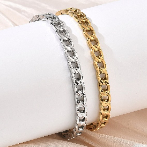 304 Stainless Steel Twisted Chain Hinged Cuff Bangles