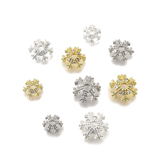 Снежинка латунные микропаве прозрачные кубические циркониевые бусины колпачки, стойки покрытие, долговечный, без свинца и без кадмия