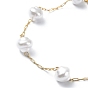 ABS Plastic Imitation Pearl Beaded Chain Anklets, 304 Stainless Steel Jewelry for Women