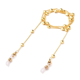 Eyeglasses Chains, Neck Strap for Eyeglasses, with Brass Curb Chains, Heart Beads, 304 Stainless Steel Lobster Claw Clasps and Rubber Loop Ends