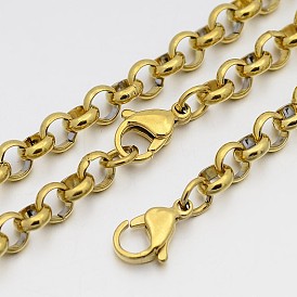 304 Stainless Steel Cross Rolo Chain Jewelry Sets, Necklace and Bracelet, with Lobster Claw Clasps