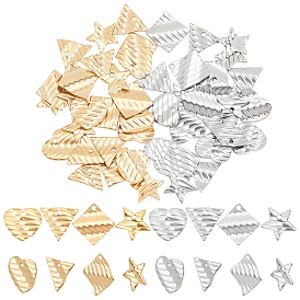 Unicraftale 48Pcs 4 Style 304 Stainless Steel Charms, Twist Heart & Star & Triangle & Rhombus