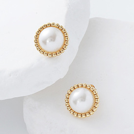 Полукруглый 304 из нержавеющей стали серьги стержня, с имитацией жемчуга