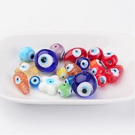 Handmade Evil Eye Lampwork 
Beads, Mixed Shape, 6~28x6~28x3~16mm, Hole: 1~2mm