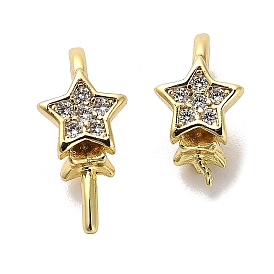 Star Rack Plating Brass Micro Pave Cubic Zirconia Pendant Bails, Peg Bails, for Half Drilled Beads, Cadmium Free & Lead Free, Long-Lasting Plated