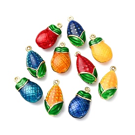 Латунь эмаль подвески, долговечный, стойки покрытие, без кадмия и без свинца, реальный 18 k позолоченный, ананас и кукуруза