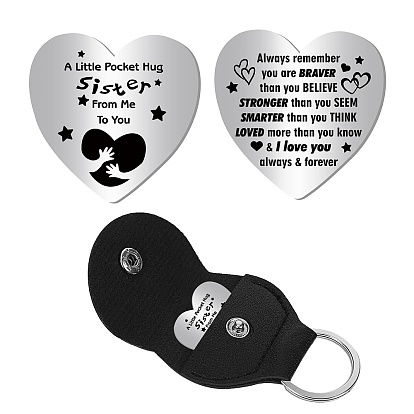 201 памятная монета из нержавеющей стали для лица, принимающего решения, карманная монета для объятий, монета с вдохновляющей цитатой, сердце, с зажимом для гитары из искусственной кожи