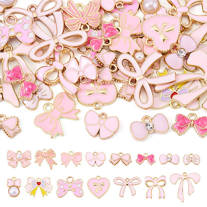 60 шт 15 стили подвески из сплава эмали, очарование бантом