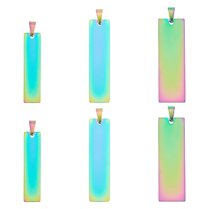 6 шт. 3 размер вакуумное покрытие pvd 304 подвески из нержавеющей стали, лазерная резка, штамповка пустой метки, прямоугольные