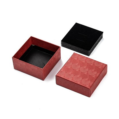 Cardboard Gift Box Jewelry Set Box, for Necklace, Bracelets, with Black Sponge Inside, Square