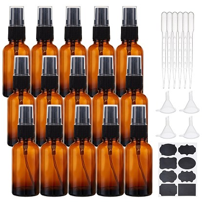 DIY Cosmetics Storage Containers Kits, with Glass Spray Bottles, Plastic Funnel Hopper & Dropper and Sticker Labels