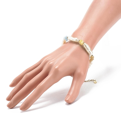 Ожерелье и браслет из бисера из бисера из искусственного жемчуга и натуральных смешанных драгоценных камней, набор украшений для женщин