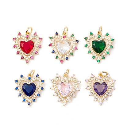 Стойка металлическая латунная микропрофилированная кубическая циркония подвески, с прыжковых колец, долговечный, без кадмия и без свинца, сердце, реальный 18 k позолоченный