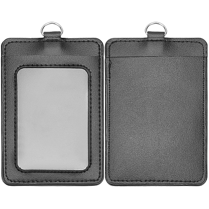 2Pcs Imitation Leather ID Card Holder, Name Key Card Tag Holder, Rectangle