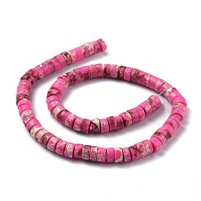 Synthetic Imperial Jasper Beads Strands, Dyed, Flat Round/Disc, Heishi Beads