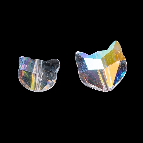 100 шт. Гальванические стеклянные бусины, форма кошки, граненые