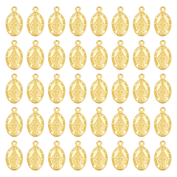 100 шт. Подвески из сплава в тибетском стиле, овальные с рисунками " virgin mary"