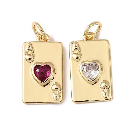 Латунь с кубическим цирконием подвеской, прелести игральных карт, без кадмия и без свинца, стойки покрытие, долговечный, с целью перехода в кольце, реальный 18 k позолоченный