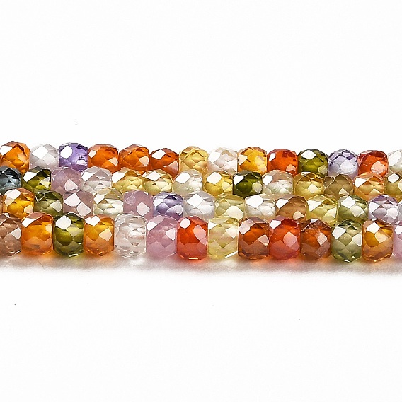 Brins de perles de zircon cubique, facettes rondelle
