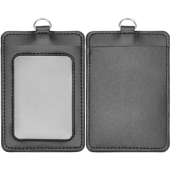 2Pcs Imitation Leather ID Card Holder, Name Key Card Tag Holder, Rectangle