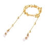 Eyeglasses Chains, Neck Strap for Eyeglasses, with Brass Curb Chains, Heart Beads, 304 Stainless Steel Lobster Claw Clasps and Rubber Loop Ends