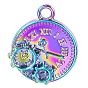 Alloy Pendant, Flat Round with Clock