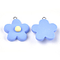 Resin Pendants, with Iron Findings, Flower, Platinum