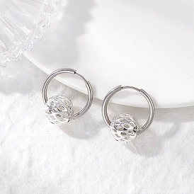 Серьги из 304 нержавеющей стали, с ионным покрытием (ip), с полыми круглыми латунными бусинами