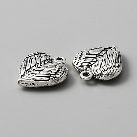 Tibetan Style Alloy Pendants, Heart with Wing Charms