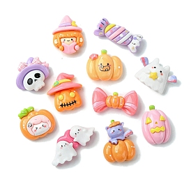 Pumpkin/Ghost/Witch/Bat/Candy/Bowknot Halloween Theme Opaque Resin Decoden Cabochons