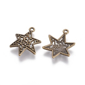 Tibetan Style Alloy Pendants, Lead Free and Cadmium Free, for Jewish, Star of David, 23x18x3mm, Hole: 1.5mm