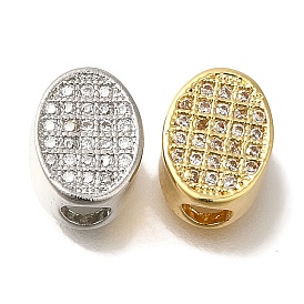 Овальная стойка, покрытие из латуни, микропаве, прозрачные бусины из кубического циркония, долговечный, без кадмия и без свинца