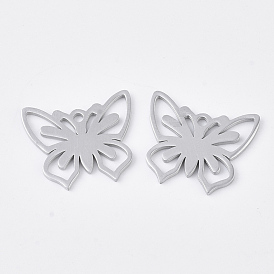 Pendentifs en acier inoxydable, surface lisse, papillon