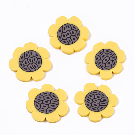 Handmade Polymer Clay Cabochons, Polymer Clay Slices for Nail Art, Resin Decoration & DIY Jewelry Making, Sunflower