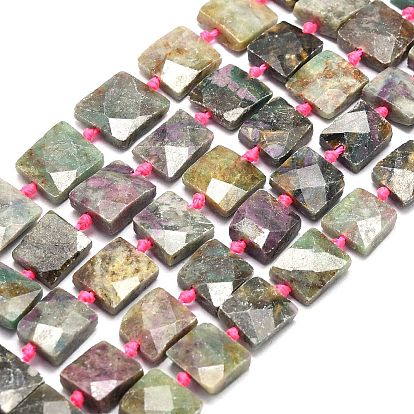 Природные африканские нефритовые бусы пряди, граненые, квадратный