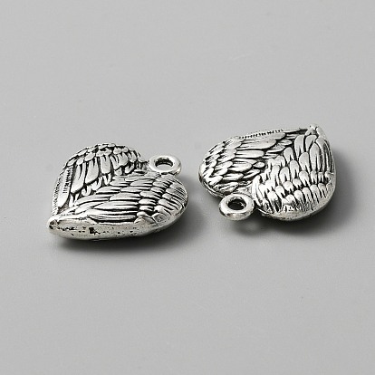Tibetan Style Alloy Pendants, Heart with Wing Charms