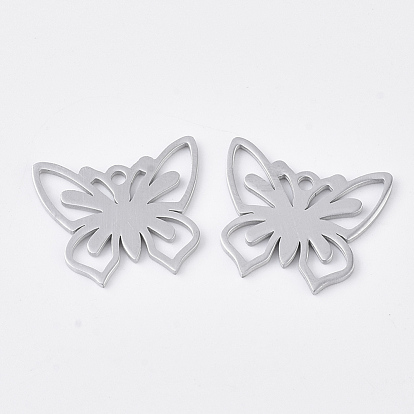 Pendentifs en acier inoxydable, surface lisse, papillon