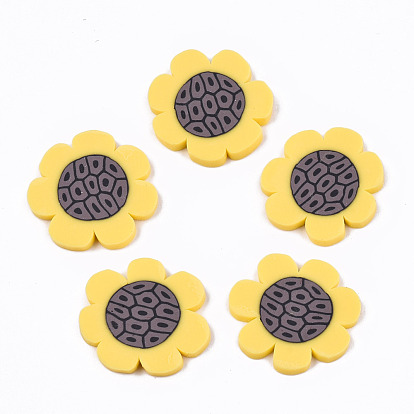 Handmade Polymer Clay Cabochons, Polymer Clay Slices for Nail Art, Resin Decoration & DIY Jewelry Making, Sunflower