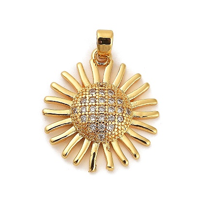 Латунные микропаве прозрачные подвески с фианитом, прелести подсолнуха