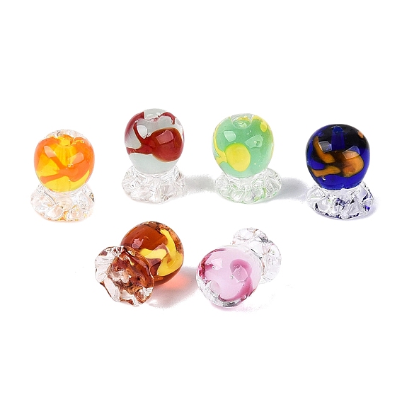 Perles de verre filées à la main à l'intérieur de la fleur, bouteille avec méduse