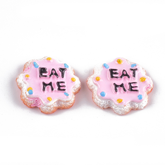 Resin Decoden Cabochons, Biscuits with Word Eat Me, Imitation Food