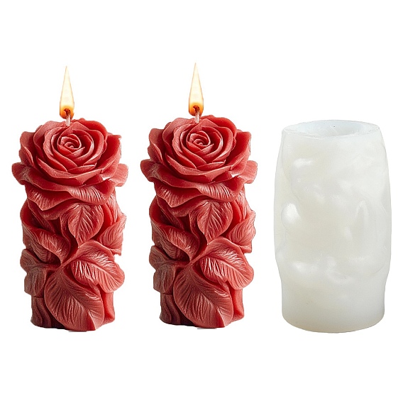 1 Moules en silicone pour bougies d'aromathérapie en forme de pilier de rose pour la Saint-Valentin