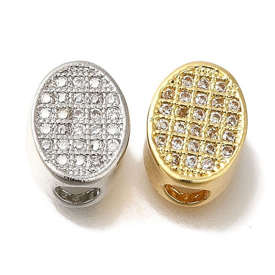 Овальная стойка, покрытие из латуни, микропаве, прозрачные бусины из кубического циркония, долговечный, без кадмия и без свинца