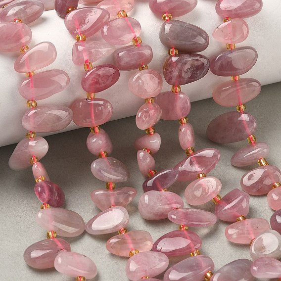 Природного розового кварца нитей бисера, слеза, Топ пробуренной, с бисером