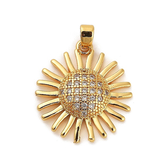 Латунные микропаве прозрачные подвески с фианитом, прелести подсолнуха