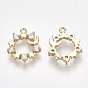 Brass Cubic Zirconia Charms, Star and Moon, Clear, Real 18K Gold Plated