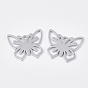 201 Stainless Steel Pendants, Smooth Surface, Butterfly